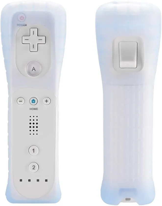 2X Wii Silicone Case Cover with Wrist Strap for Wii Remote Controller (White)