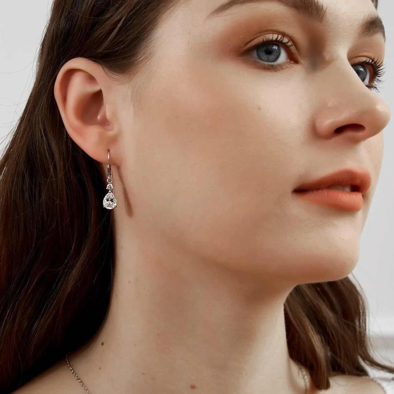 925 Sterling Silver Blue Topaz/Amethyst/Rainbow Quartz CZ Teardrop Leverback Earrings Drop Dangly Gemstone Earings Hypoallergenic Birthday Jewelry Gifts for Women