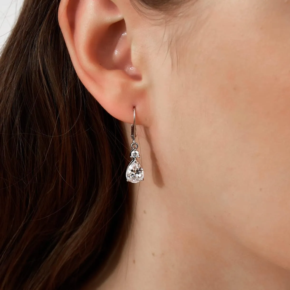 925 Sterling Silver Blue Topaz/Amethyst/Rainbow Quartz CZ Teardrop Leverback Earrings Drop Dangly Gemstone Earings Hypoallergenic Birthday Jewelry Gifts for Women