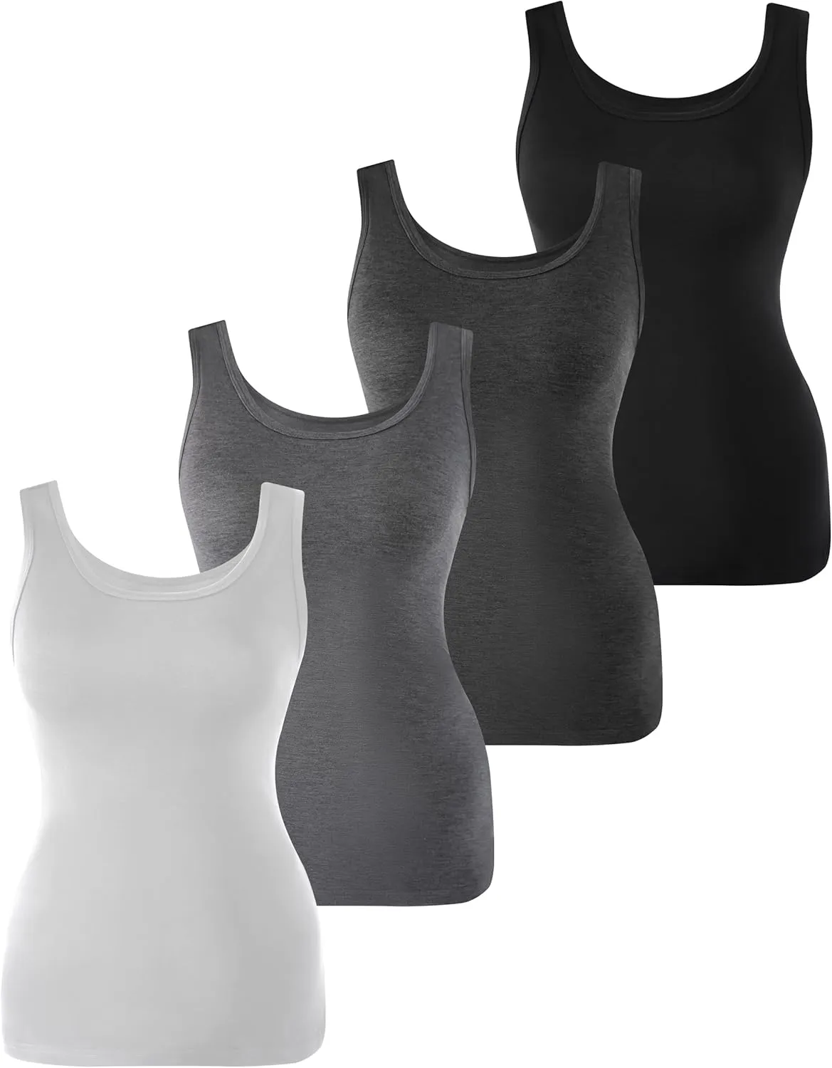 BAMBOO COOL Women's Ultra Soft Camisole Lightweight Tank Top Basic Vests Comfy Undershirt 4 Pack