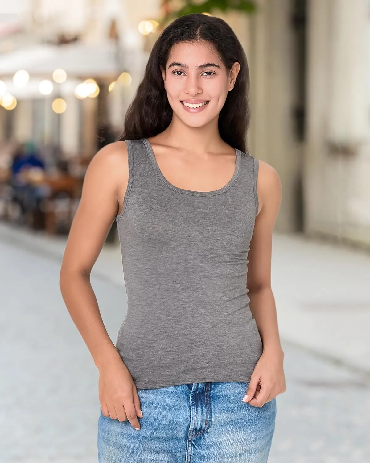 BAMBOO COOL Women's Ultra Soft Camisole Lightweight Tank Top Basic Vests Comfy Undershirt 4 Pack