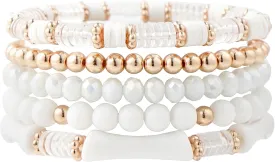 Bamboo Tube Bangle Bracelets for Women Stacking Chunky Colorful Acrylic Beads Stretch Bracelets Friendship Summer Beach Bracelet Jewelry