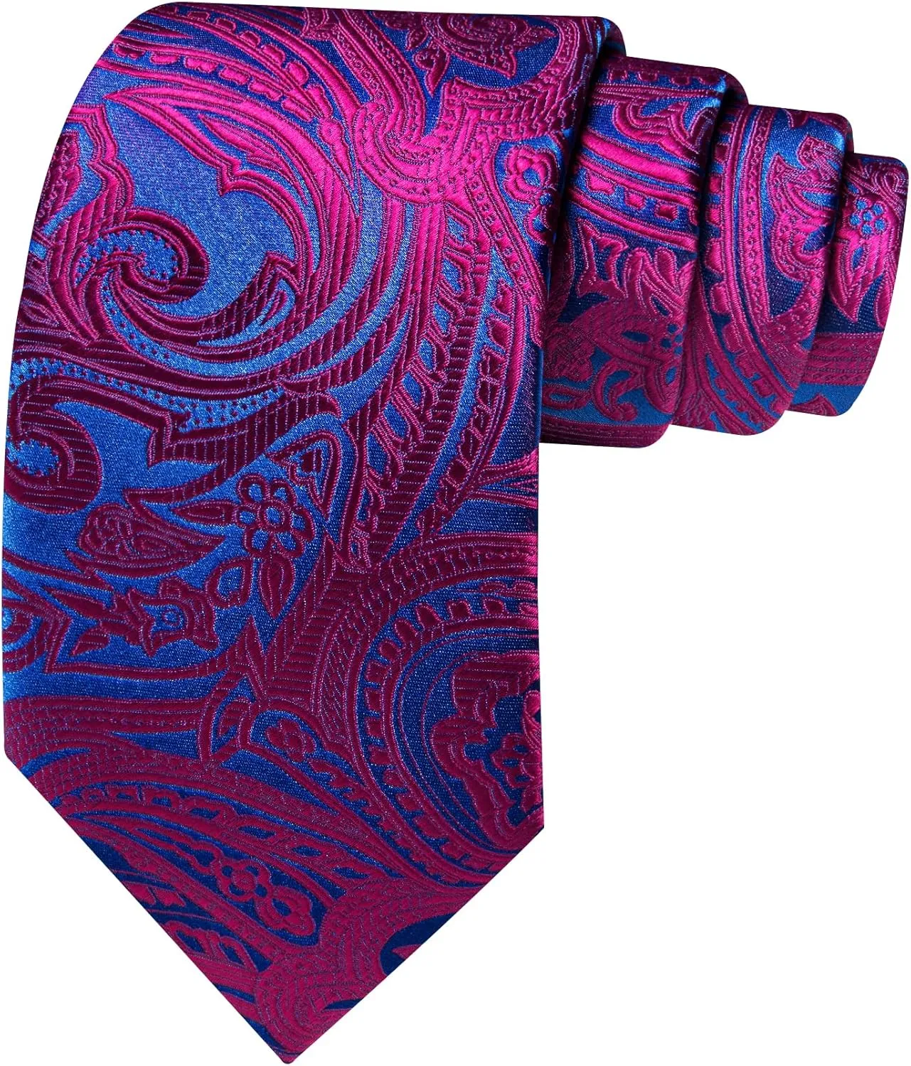 Barry.Wang Men Tie Set Paisley Silk Necktie Pocket Square Cufflinks Formal Wedding Business Party