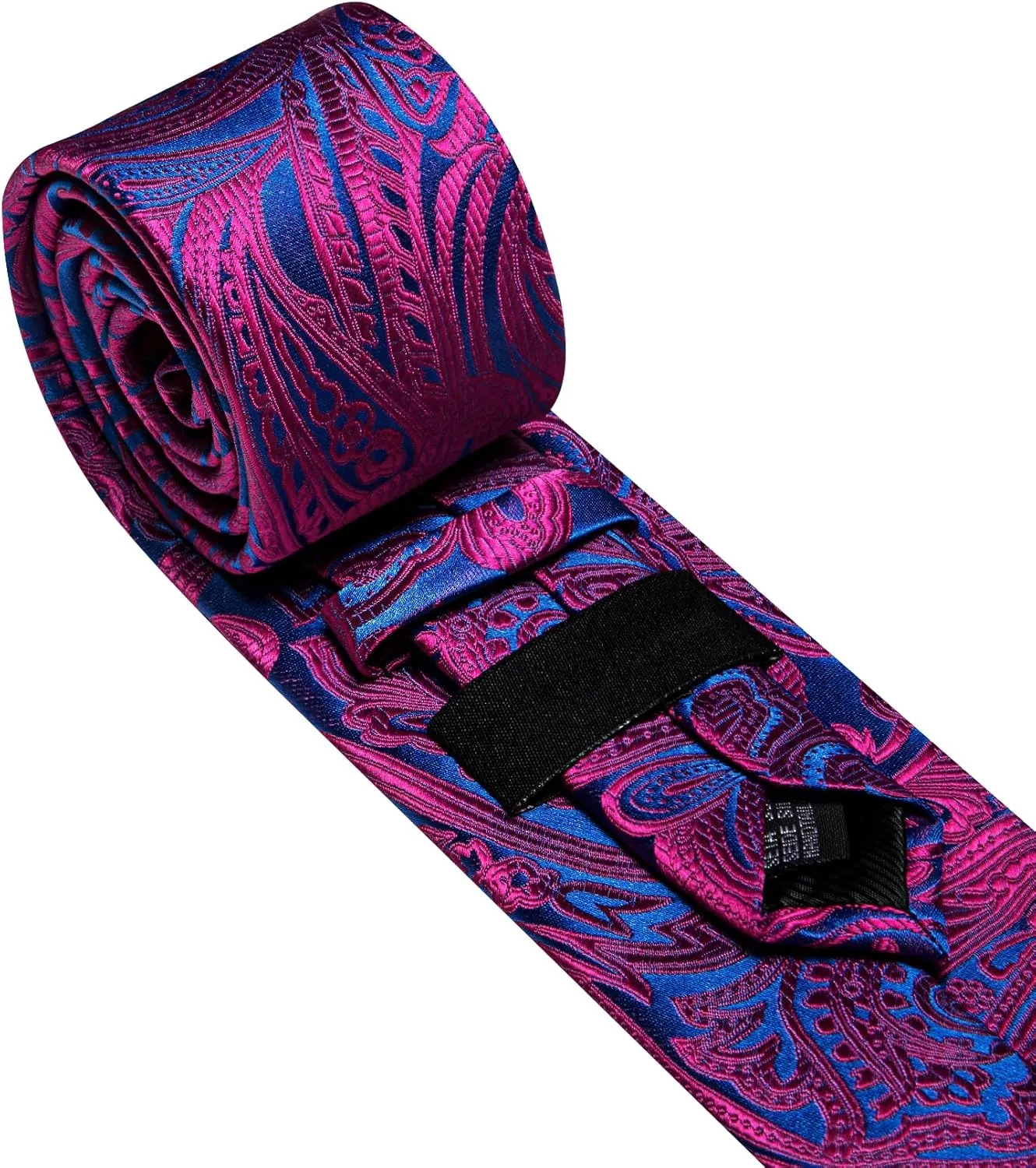Barry.Wang Men Tie Set Paisley Silk Necktie Pocket Square Cufflinks Formal Wedding Business Party