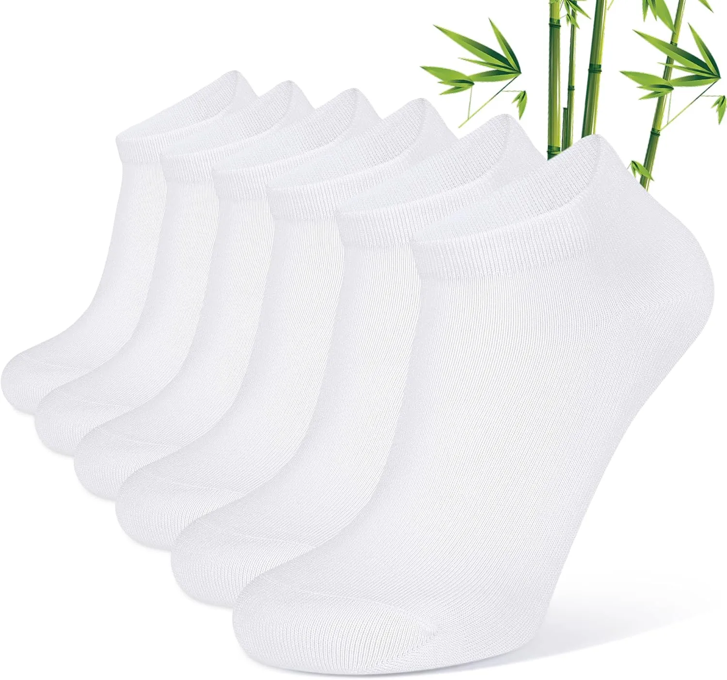 CLOSEMATE 6 Pairs Bamboo Viscose Ankle Low Cut Breathable Non Slip Casual Short Socks for Men Women