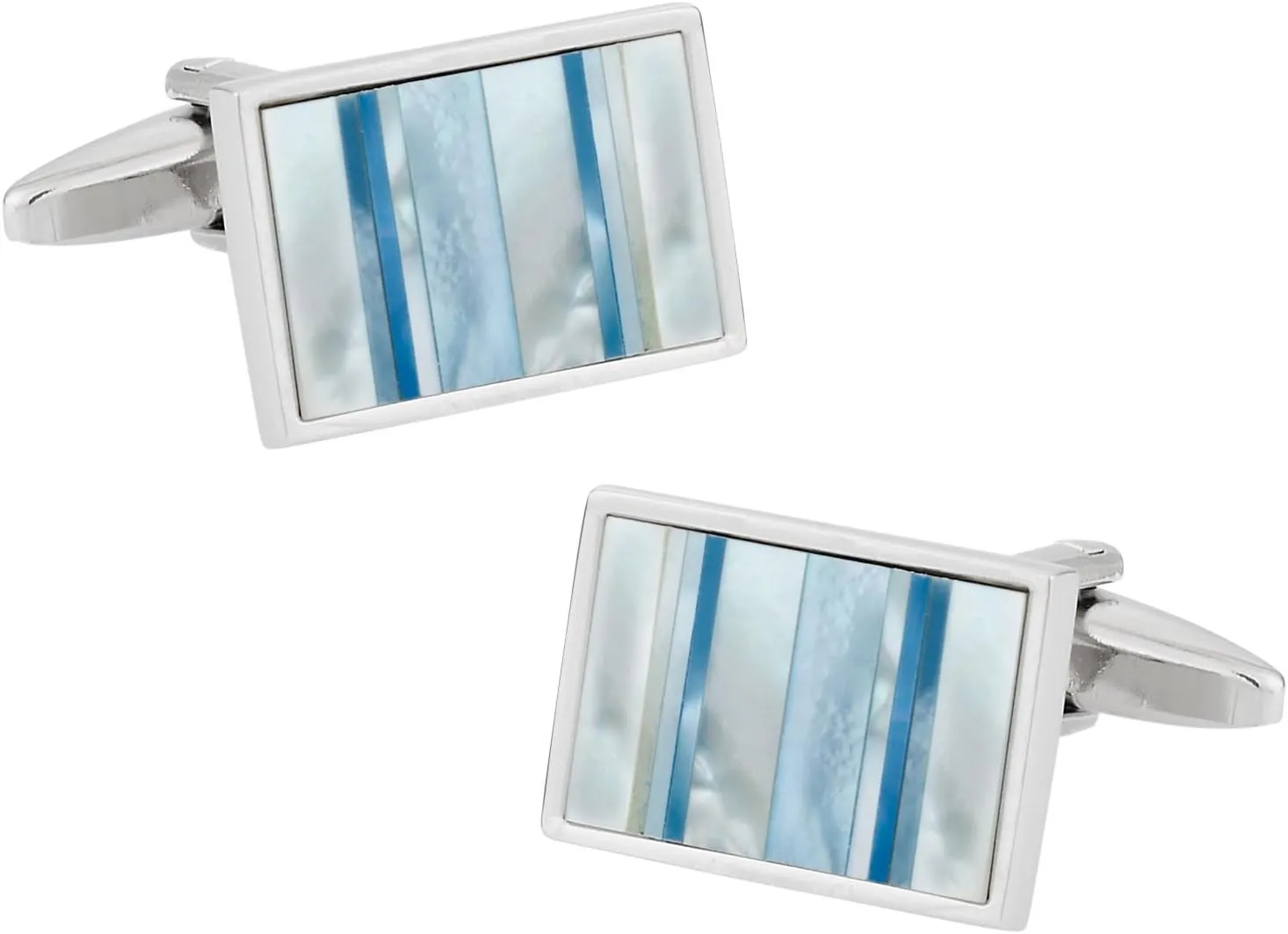 Cuff-Daddy Ocean Blue Mother of Pearl Cufflinks with Presentation Box Unique Shirt Accessories for Mens Wedding Cufflinks Thoughtful Gift Storage Cuff Links Travel Box
