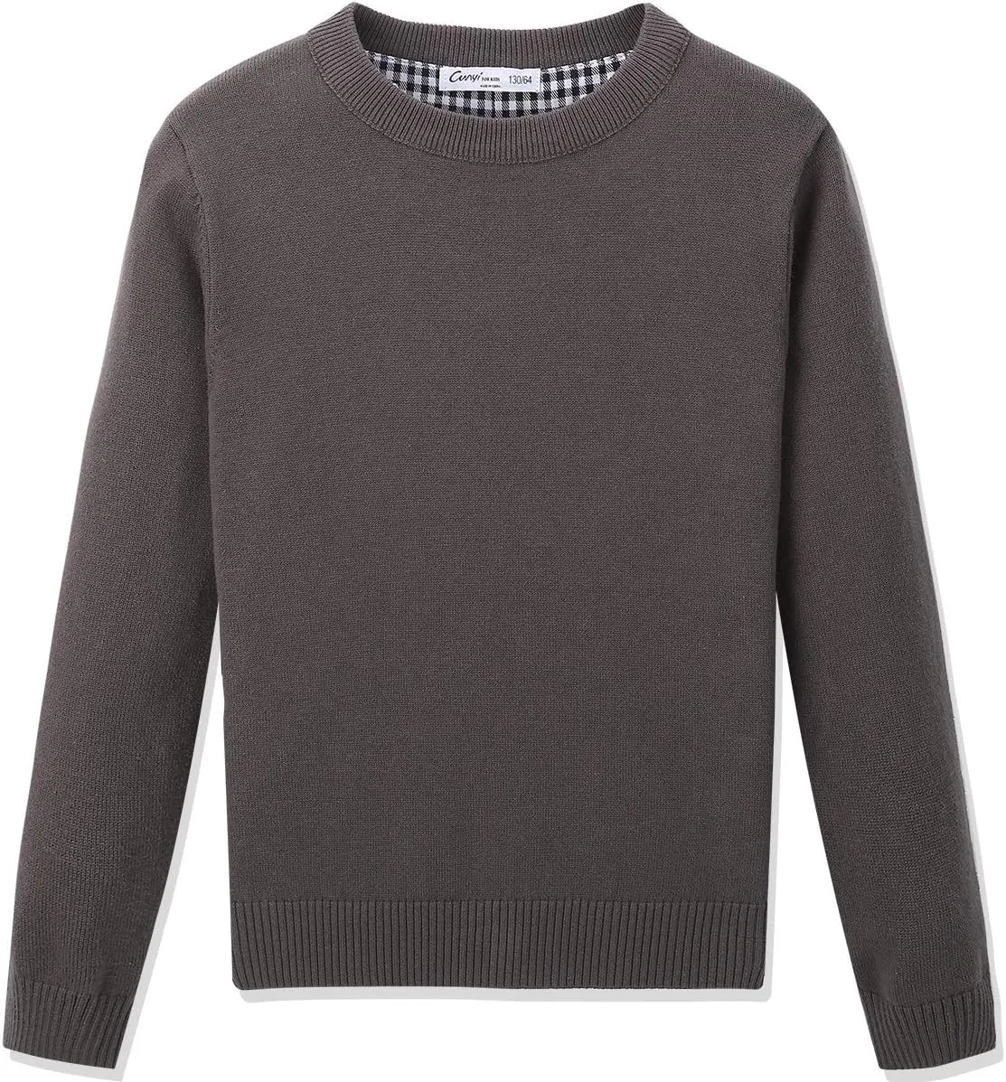 CUNYI Boys' Long Sleeve Crew Neck Cotton Pullover Knit Sweater