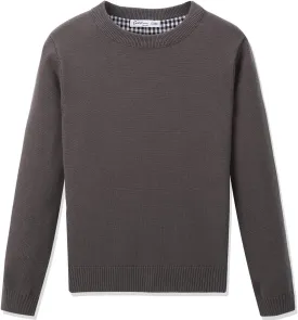CUNYI Boys' Long Sleeve Crew Neck Cotton Pullover Knit Sweater