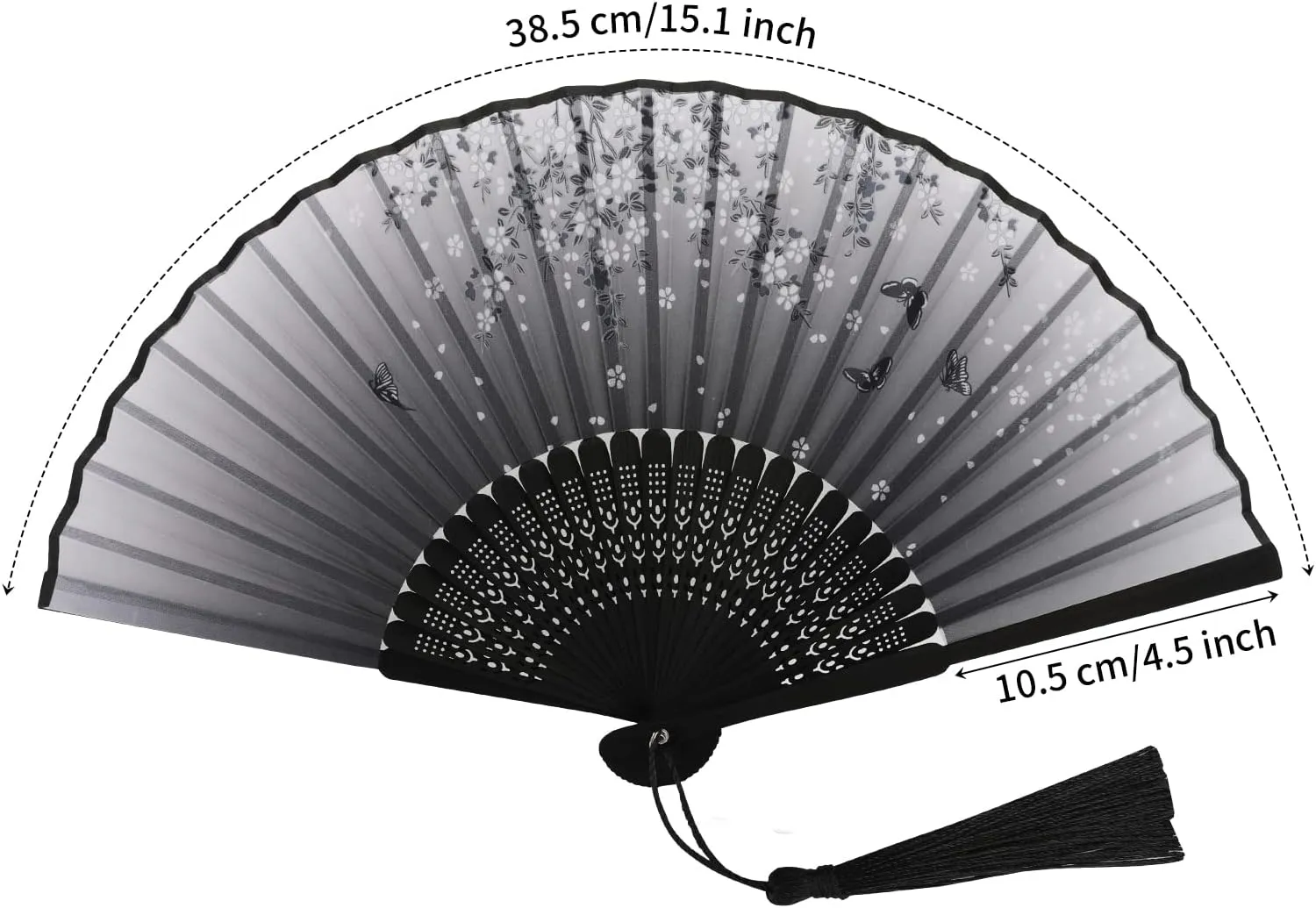 Folding Fan Hand Held Fan, 4 PCS Japanese Fan Foldable Hand Fan, Silk Paper Fans with Tassel, Hollowed Fringe Foldable Fan, Handheld Fan foldable for Wedding, Party, Gifts, Wall Decoration