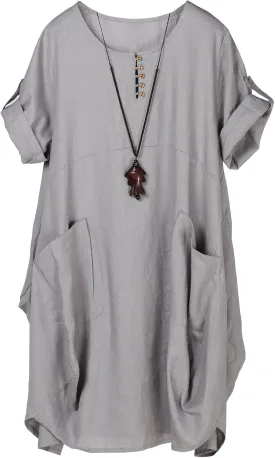 FTCayanz Women's Casual Tunic Dress Short Sleeve Plus Size Midi Dresses with Pockets