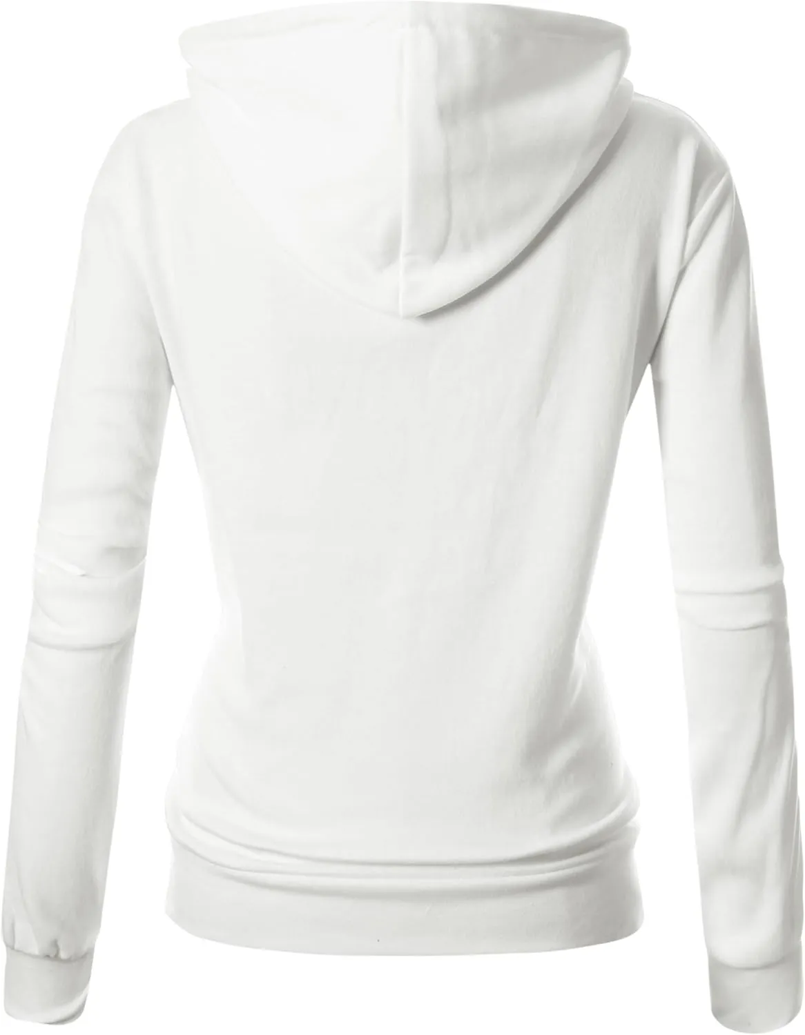 GIVON Women's Lightweight Fleece Zip Up Hoodie Regular Fit Solid Color with White Drawstring & Zipper