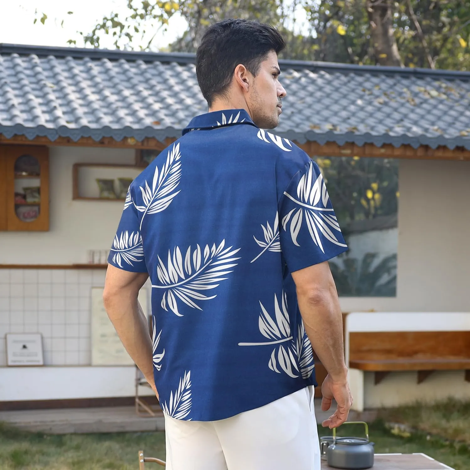 Hawaiian Shirt for Men Sleeves Printed Casual Button Down Summer Beach Dress Shirts