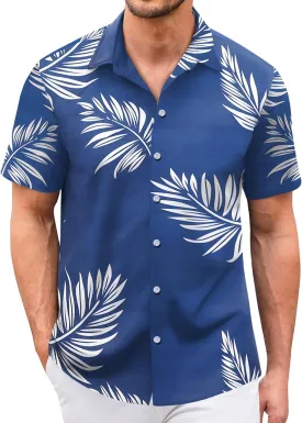 Hawaiian Shirt for Men Sleeves Printed Casual Button Down Summer Beach Dress Shirts