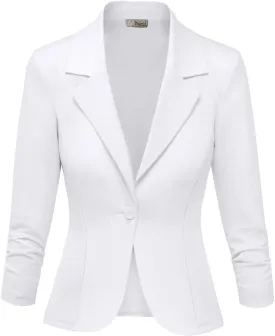Hybrid & Company Women's Lightweight Casual Work Office Stretch Ponte Cardigan Blazer Jacket Made in USA