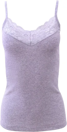 Mare  Luxury 100% Mako Cotton Women's Lace-Trimmed Camisole. Proudly Made in Italy.