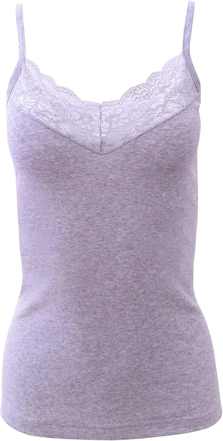 Mare  Luxury 100% Mako Cotton Women's Lace-Trimmed Camisole. Proudly Made in Italy.