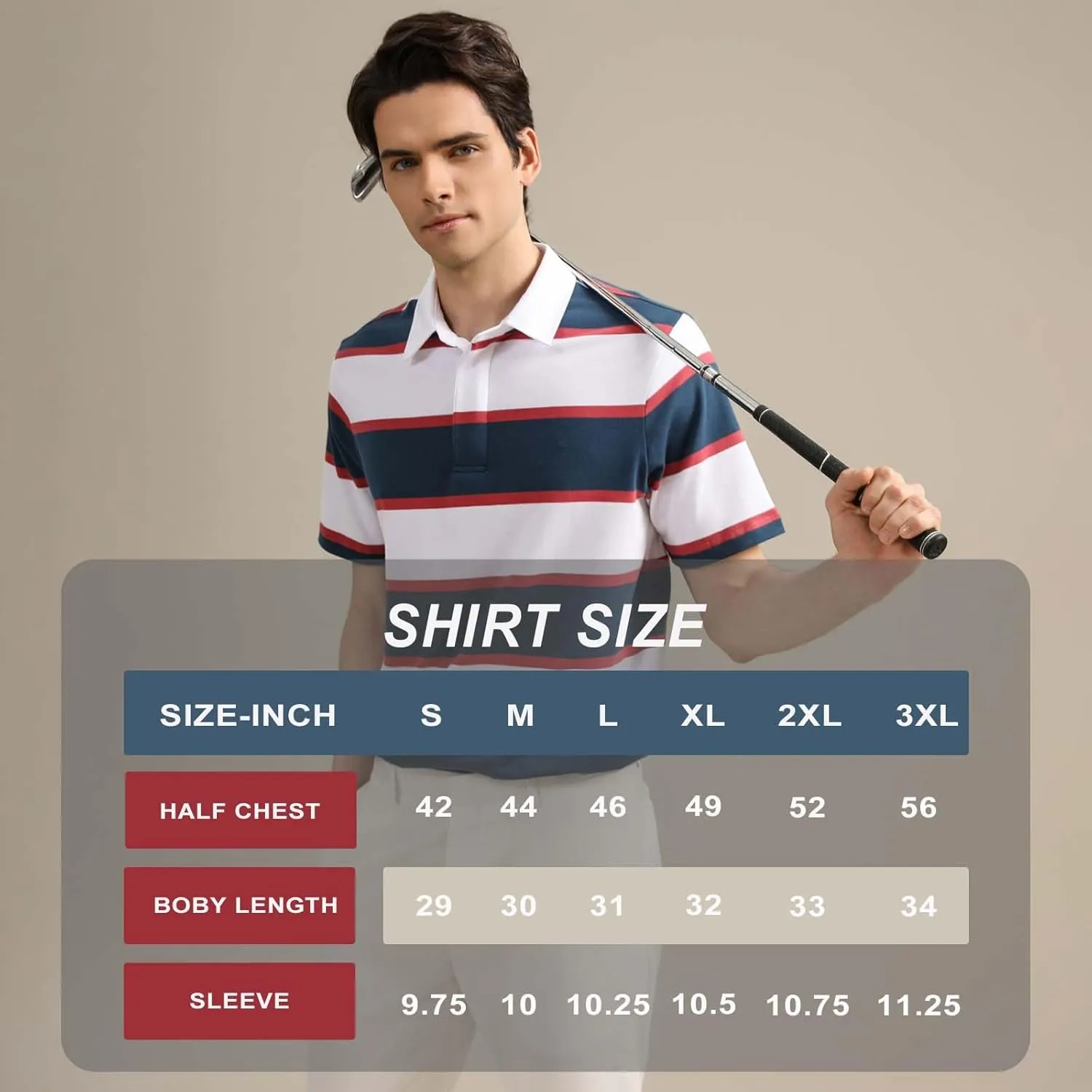 Mens Polo Shirts Striped Cotton Moisture Wicking Classic Collared Casual Golf Shirts for Men