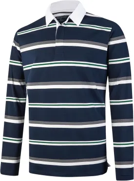 Mens Polo Shirts Striped Cotton Moisture Wicking Classic Collared Casual Golf Shirts for Men
