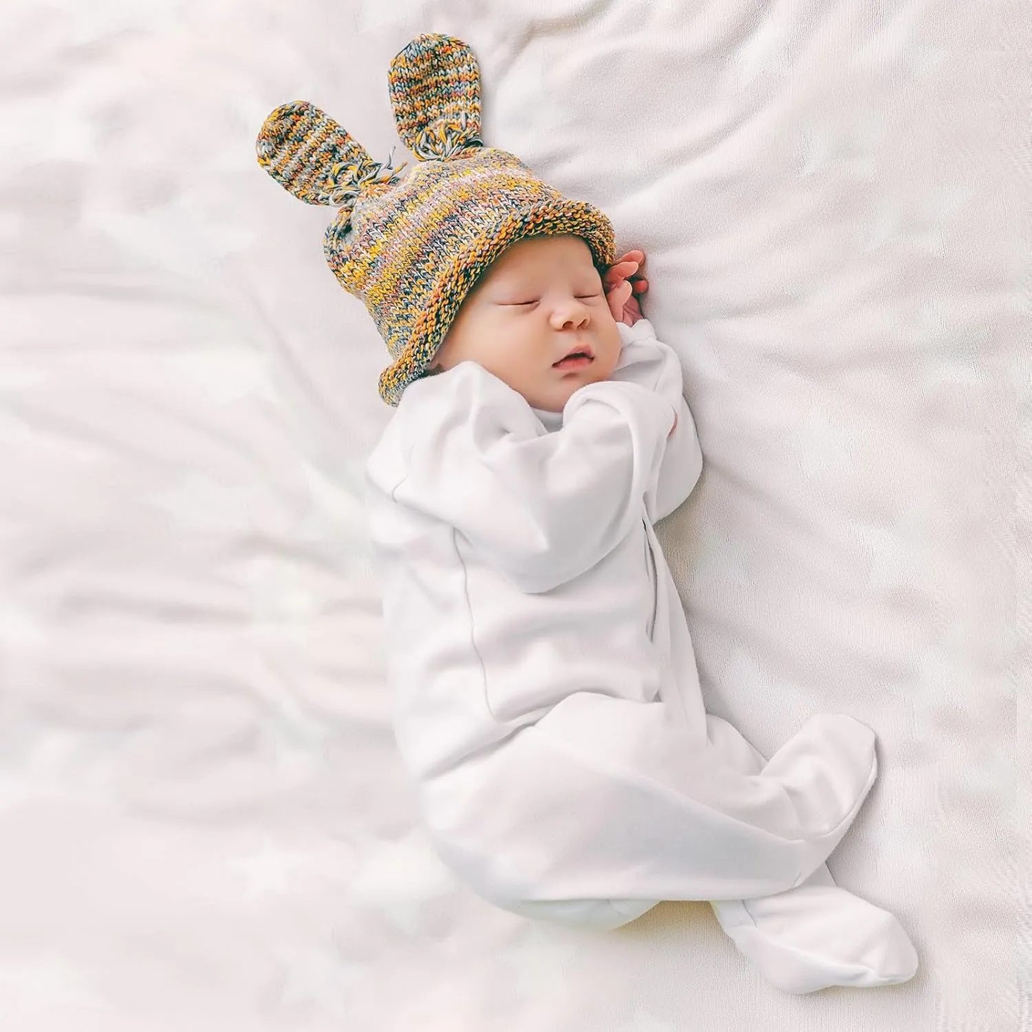OPAWO Newborn Footie Pajamas with Mitten Cuffs Double Zipper Sleepers Baby Boy Girl Onesie Footed One-Piece Romper 0-6 Months
