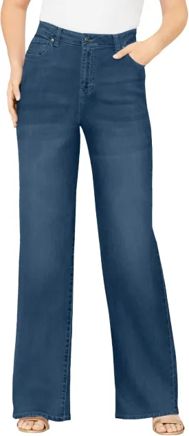 Roaman's Women's Plus Size Invisible Stretch Iconic Wide-Leg Jean