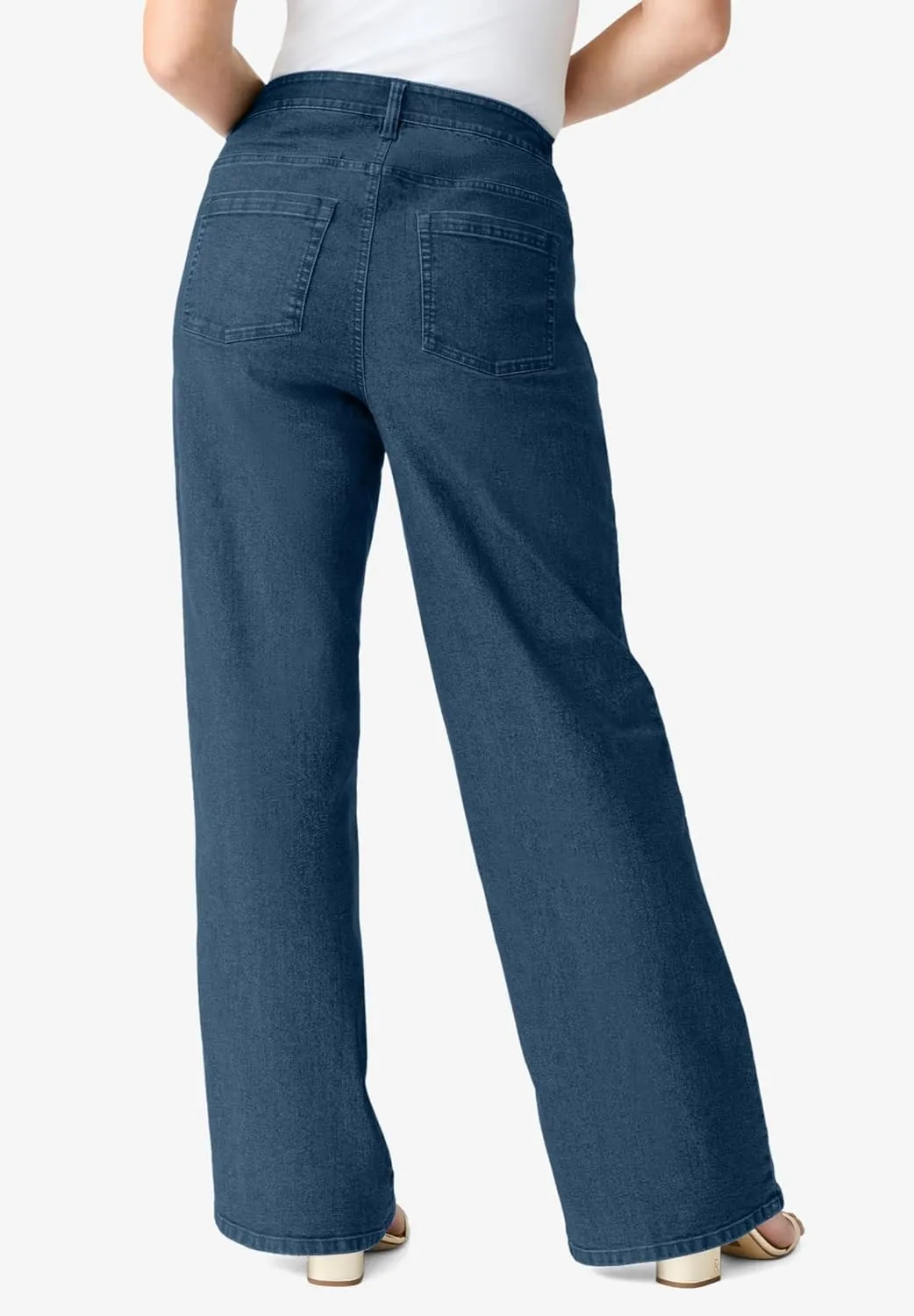 Roaman's Women's Plus Size Invisible Stretch Iconic Wide-Leg Jean