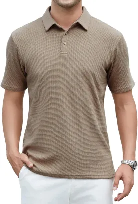 SAMERM Mens Zipper Polo Shirts Short Sleeve Casual Fashion Stylish Knit Polo T Shirt for Men