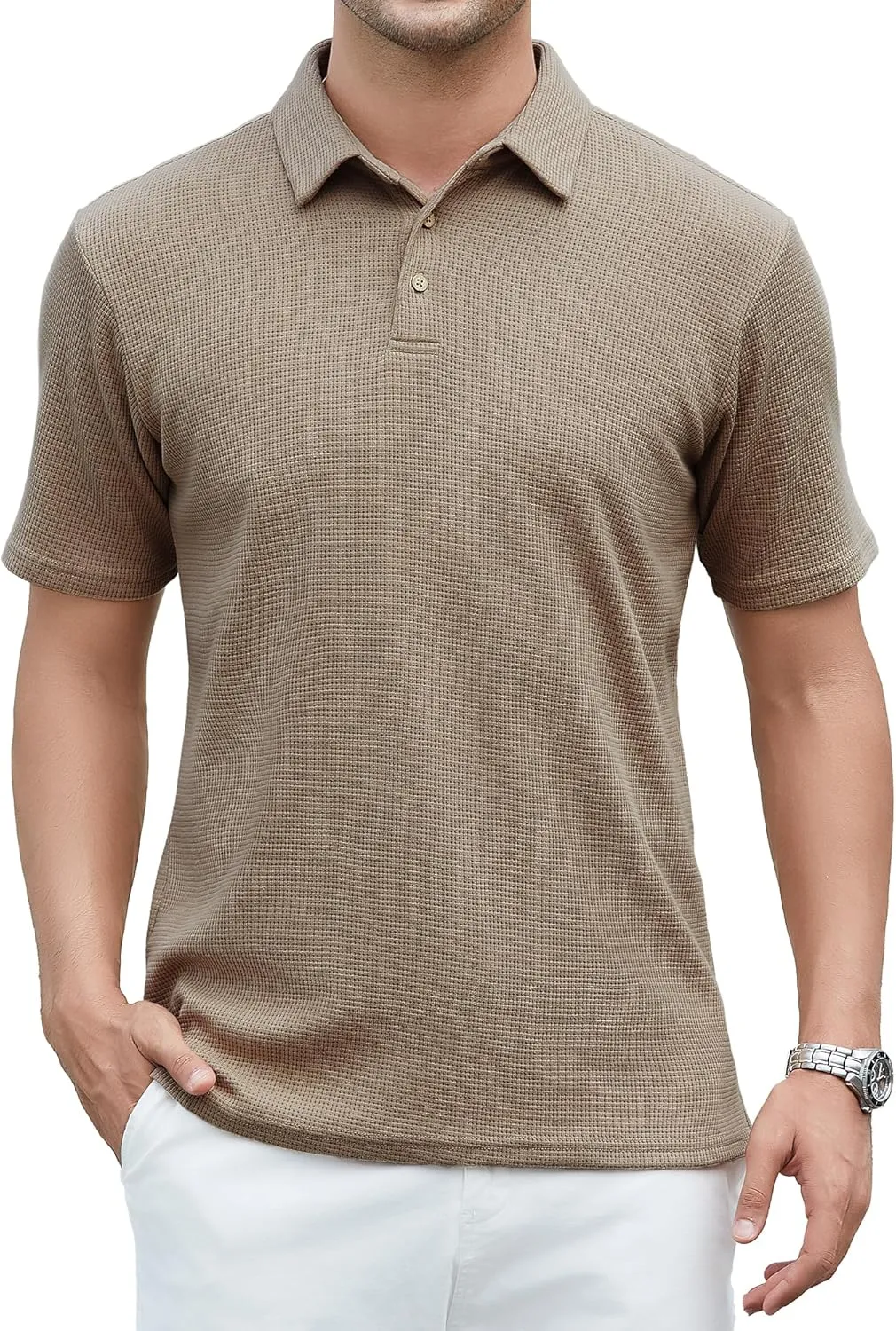 SAMERM Mens Zipper Polo Shirts Short Sleeve Casual Fashion Stylish Knit Polo T Shirt for Men