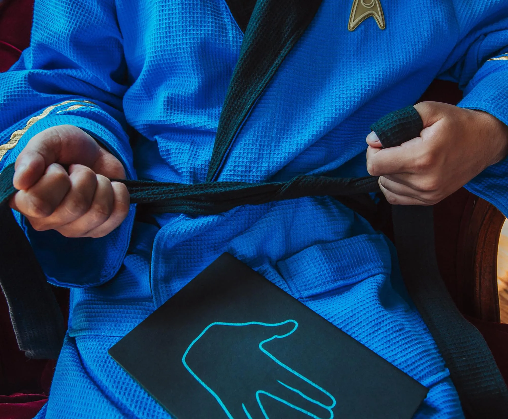 Star Trek: The Original Series Waffle-Weave Cotton Adult Bathrobe | Blue Medical