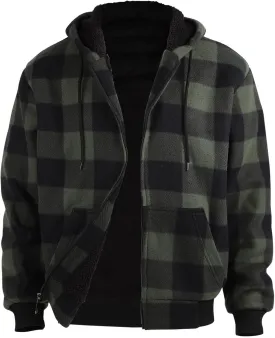 Winter Heavy Warm Sherpa Lined Fleece Plaid Flannel Jacket Men Plus Size S-5XL Big&Tall Mens Coat