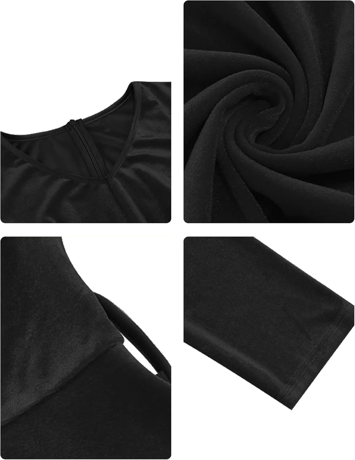 Women 1950s Retro Vintage Velvet Dress Fall Outfit Long Sleeve V Neck Belted Swing Cocktail Wedding Guest Midi Dresses