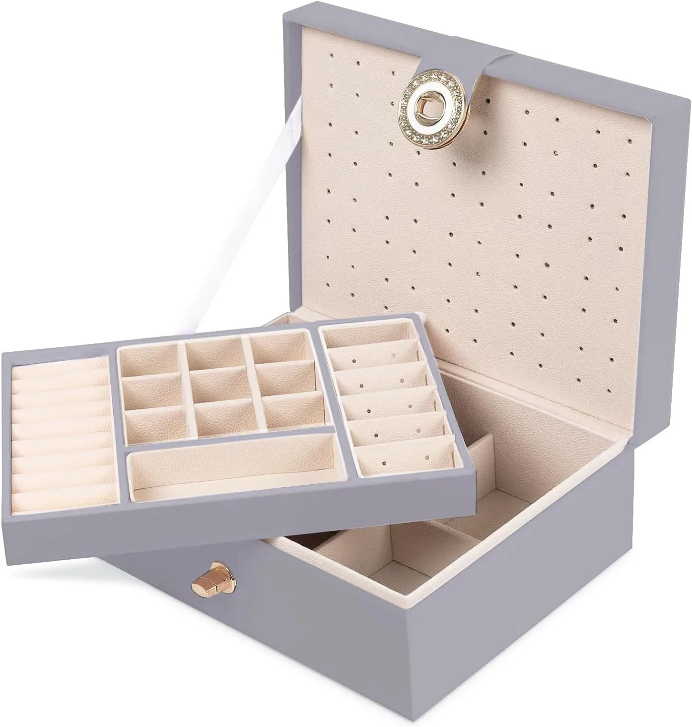 Womens Earring Jewelry Box Earring Organizer Box Earring Holder Organizer for Girls Jewelry Organizer Earring Box for Women Earring Organizer Grey