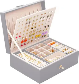 Womens Earring Jewelry Box Earring Organizer Box Earring Holder Organizer for Girls Jewelry Organizer Earring Box for Women Earring Organizer Grey