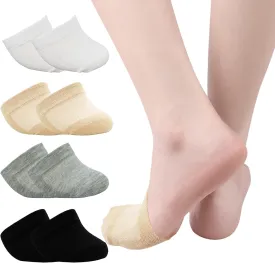 Women's Toe Topper Socks Cotton Half Socks for Women Grip Non Slip Liner No Show Toe Covers for Mules 6/8 Pairs